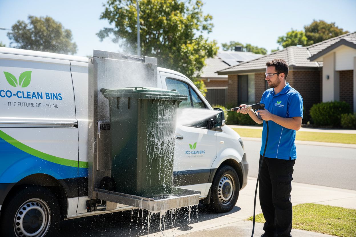 Example of professional wheelie bin cleaning