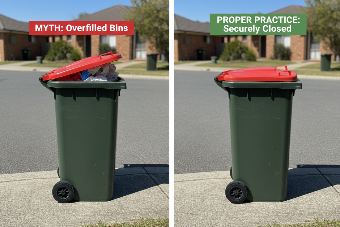 Bin lids open and closed
